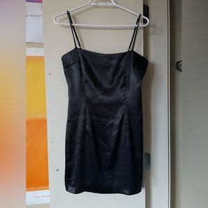 Black shimmery spaghetti strap bodycon dress from Lulu’s